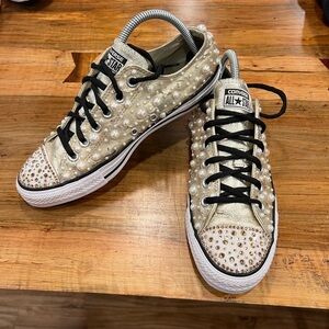Converse Women's Gold Pearl Studded Sneakers